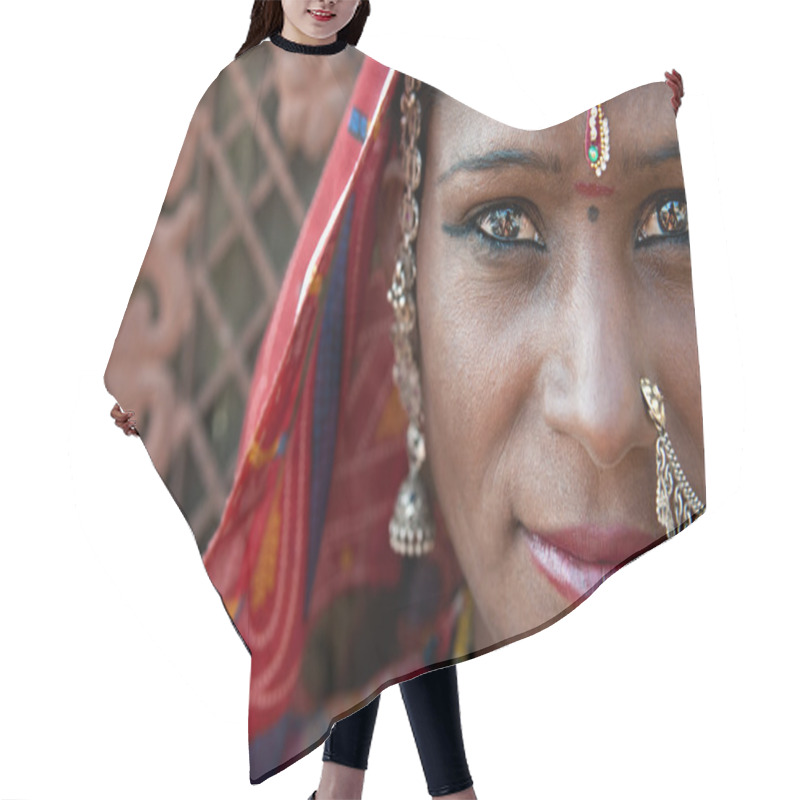 Personality  Portrait Of A India Rajasthani Hair Cutting Cape