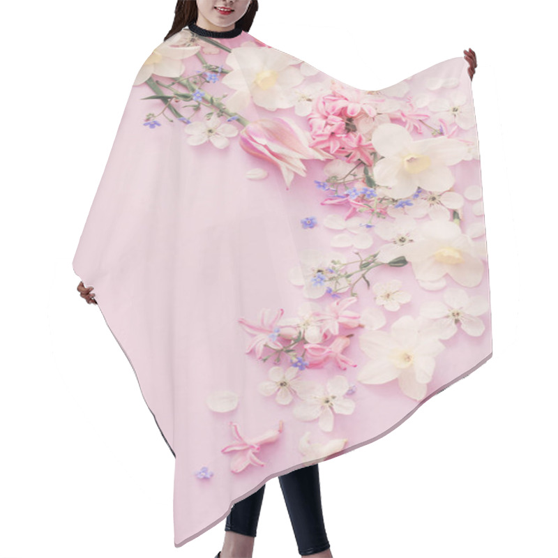 Personality  Beautiful Spring Flowers On Paper Background Hair Cutting Cape