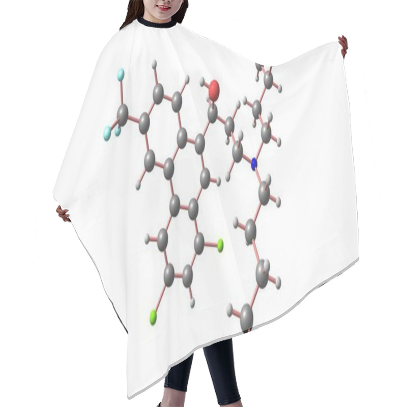 Personality  Halofantrine Is A Drug Used To Treat Malaria. Halofantrine's Structure Contains A Substituted Phenanthrene, And Is Related To The Antimalarial Drugs Quinine And Lumefantrine. 3d Illustration Hair Cutting Cape