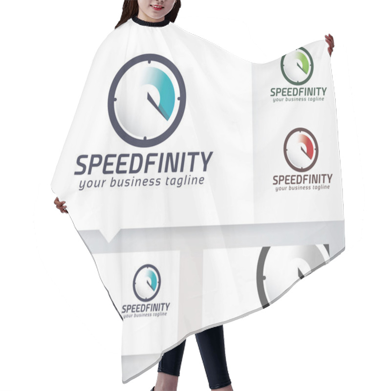 Personality  Speed Infinity Vector Logo With Business Card Template Hair Cutting Cape