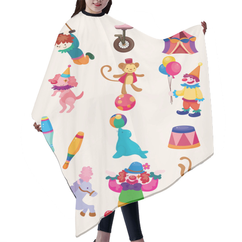 Personality  Cartoon Happy Circus Show Icons Collection Hair Cutting Cape