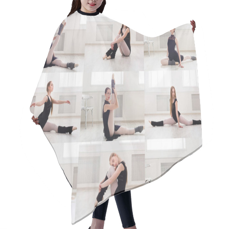 Personality  Set Of Young Ballerina Training In Gym Hair Cutting Cape