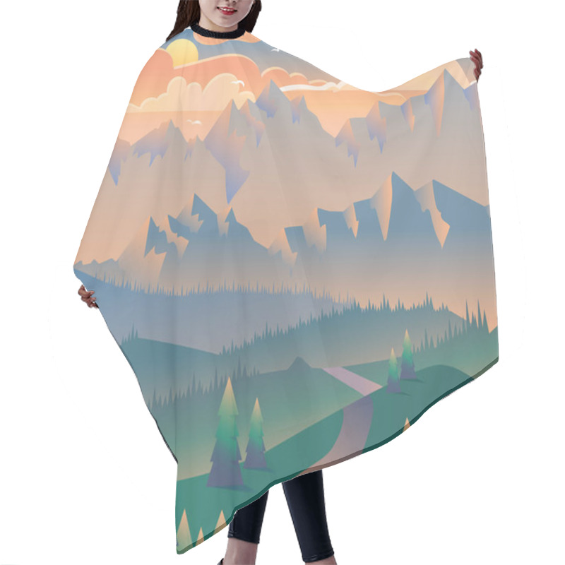 Personality  Morning Landscape Nature Forest Camping Banner Hair Cutting Cape