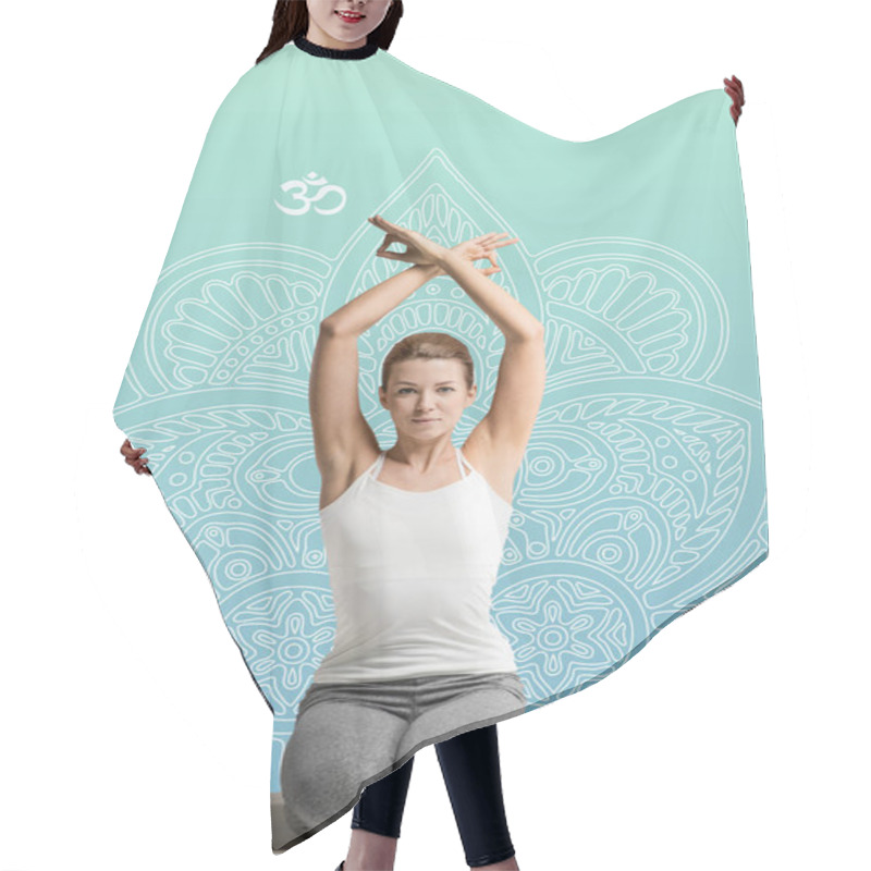 Personality  Woman Practicing Yoga Hair Cutting Cape