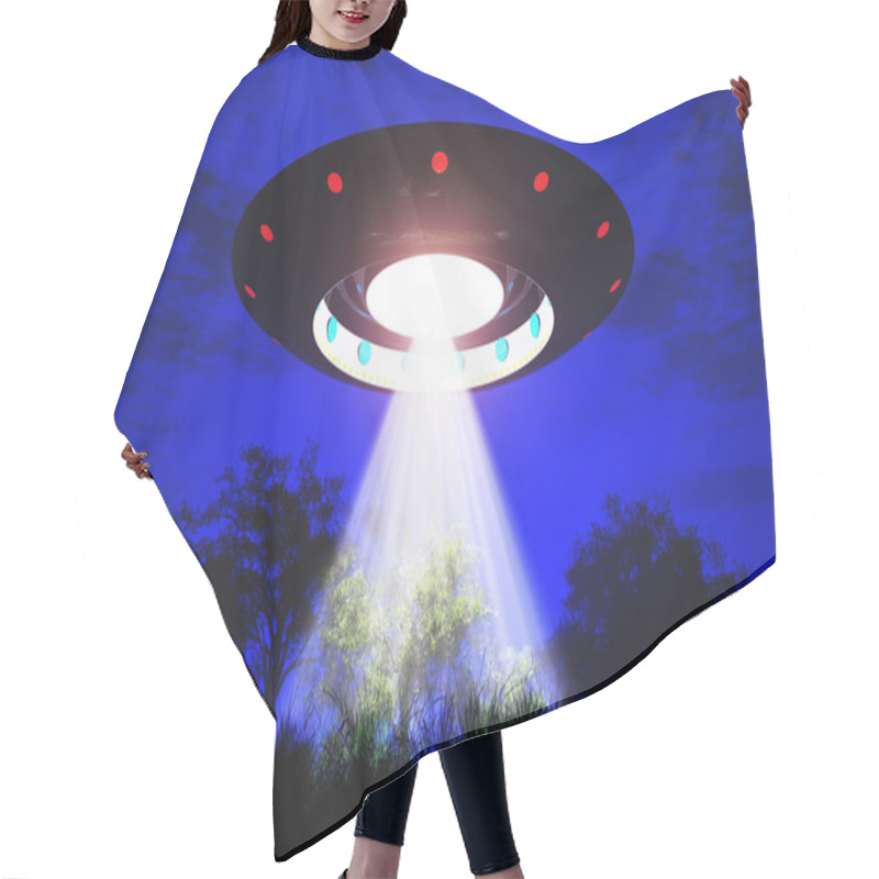 Personality  Ufo Flying On Earth At Night Over Field Hair Cutting Cape