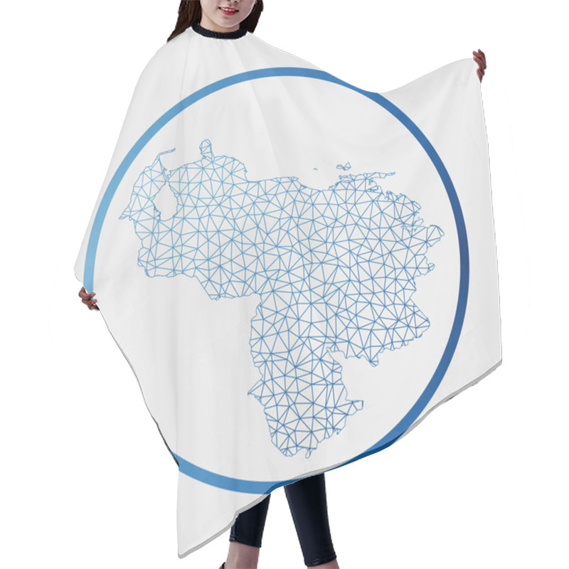 Personality  Venezuela Icon Network Map Of The Country Round Venezuela Sign With Gradient Ring Technology Hair Cutting Cape