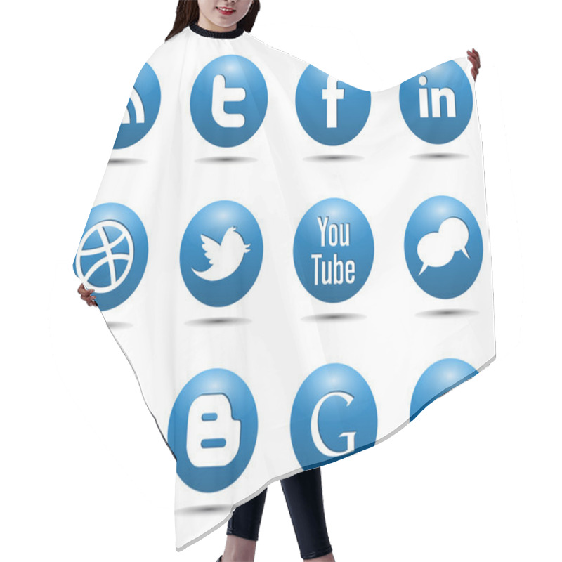 Personality  Blue Social Media Icons Hair Cutting Cape