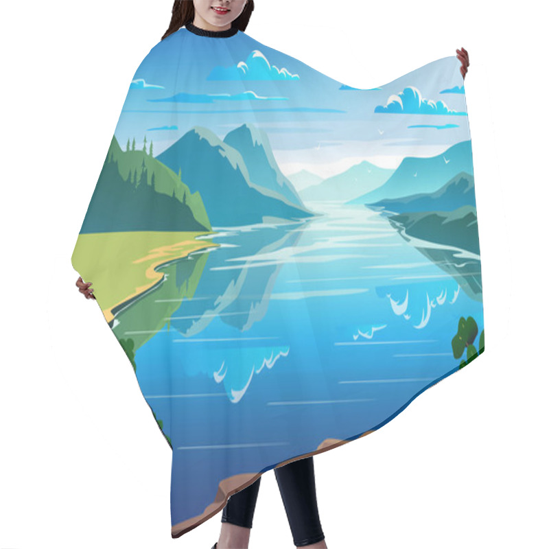 Personality  Sunny Day, Summertime, Beautiful Natural Landscape Vector Illustration Hair Cutting Cape