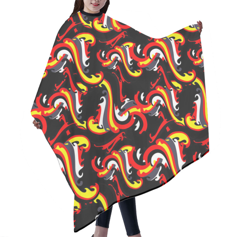 Personality  Graffiti On A Black Background Psychedelic Seamless Geometric Pattern Hair Cutting Cape