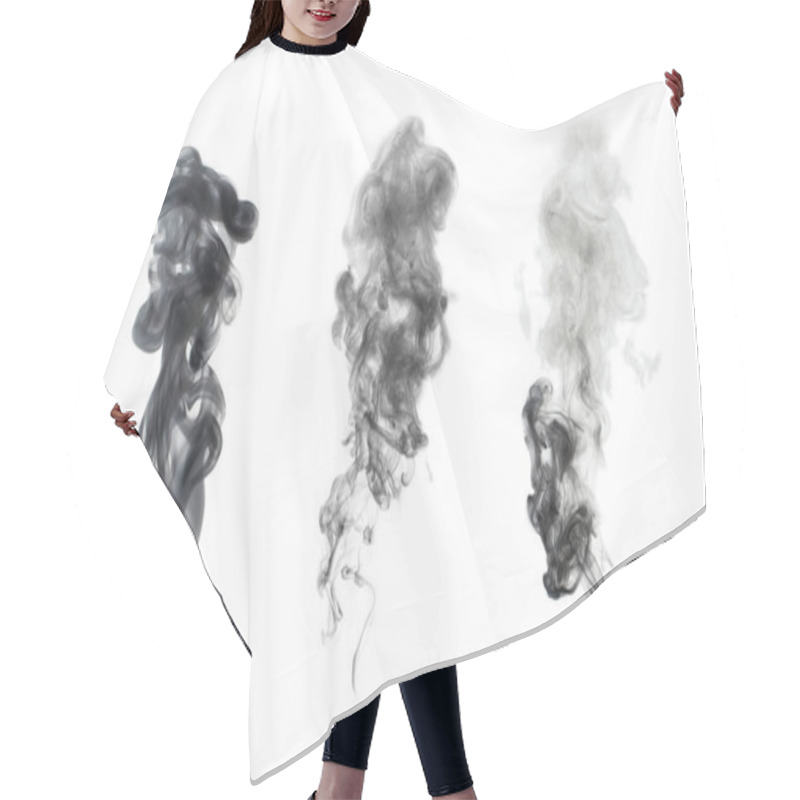 Personality  White Smoke Blot Isolated On Black Hair Cutting Cape