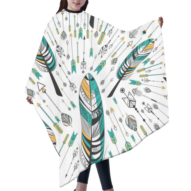 Personality  Arrow And Feather For Tribal Boho Style Seamless Pattern Hair Cutting Cape