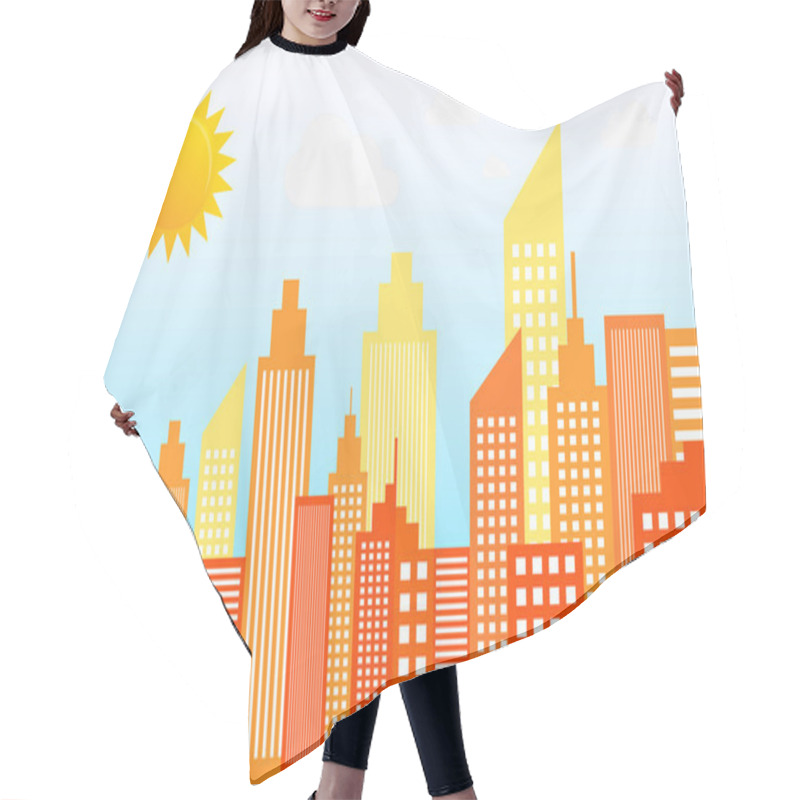 Personality  Modern City Skyscrapers Skyline On Sunny Day Hair Cutting Cape