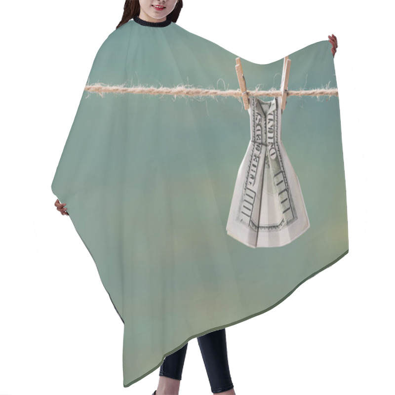 Personality  Dollar Banknote On Clothesline Hair Cutting Cape