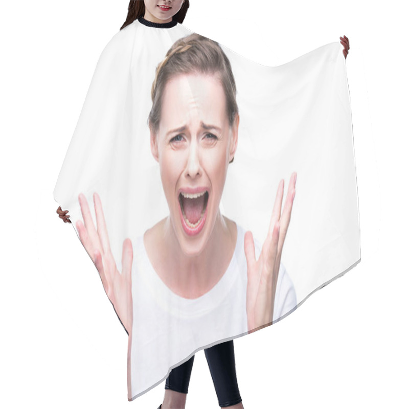 Personality  Attractive Screaming Woman   Hair Cutting Cape