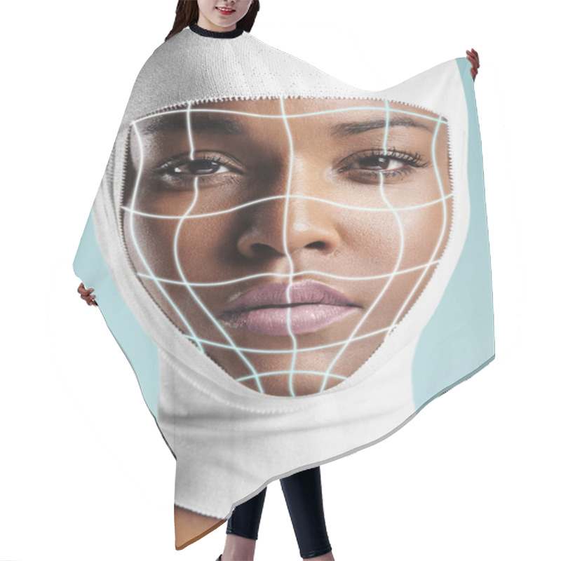 Personality  Woman With Bandaged Head Hair Cutting Cape