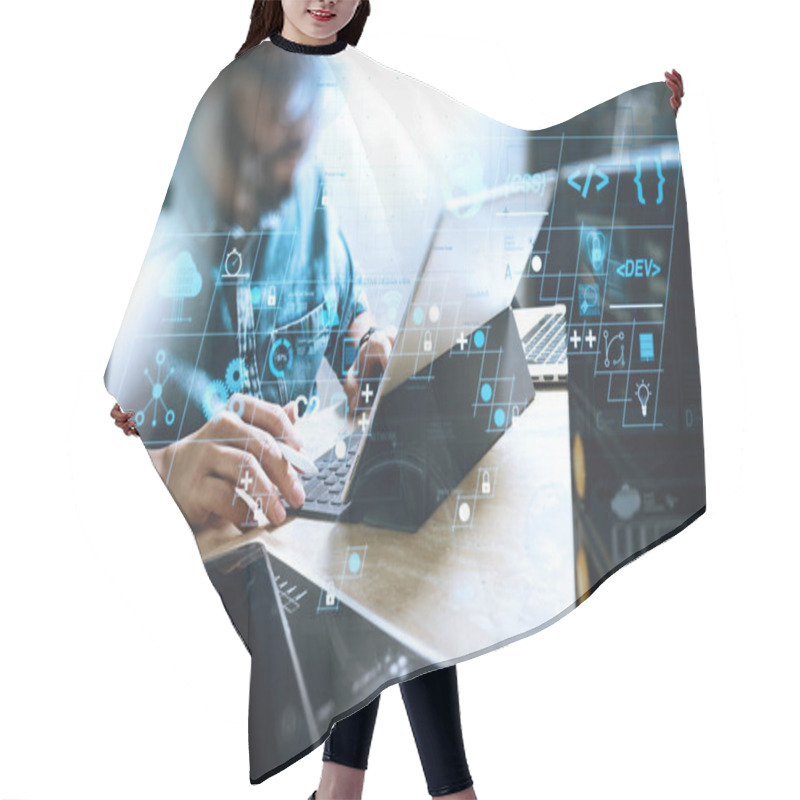 Personality  Coding Software Developer Work With AR New Design Dashboard Computer Icons Of Scrum Agile Development And Code Fork And Versioning With Responsive Cybersecurity.Co Working Process, Entrepreneur Team Working. Hair Cutting Cape