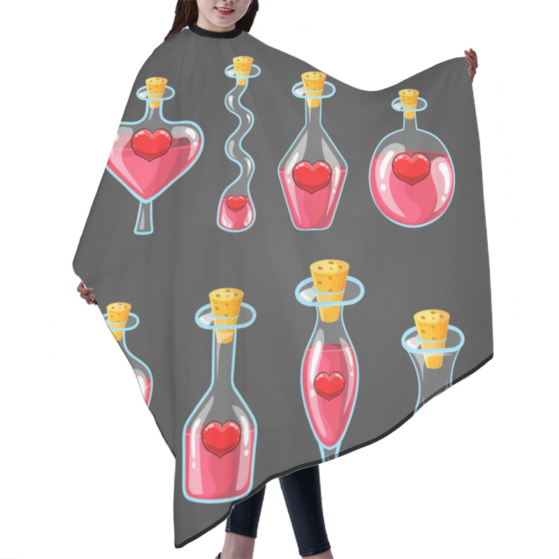 Personality  Set With Different Bottles Of Love Potion Hair Cutting Cape