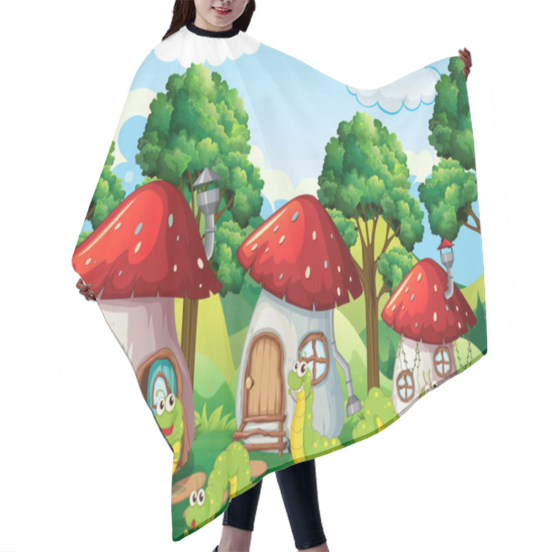 Personality  Caterpillar At The Mushroom House Illustration Hair Cutting Cape