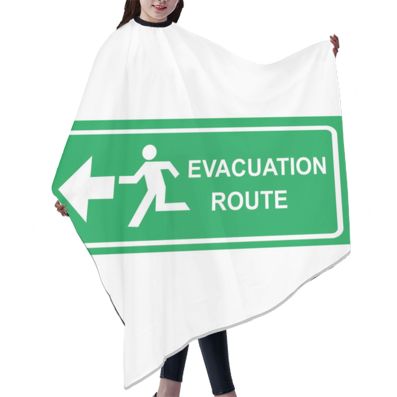 Personality  Evacuation Route Symbol With Arrow Hair Cutting Cape