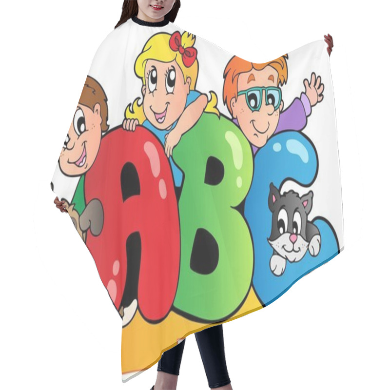 Personality  School Theme With ABC Leters Hair Cutting Cape