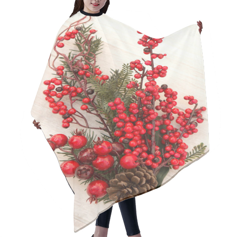 Personality  Red Fruits On The Branches Christmas For Decoration Hair Cutting Cape