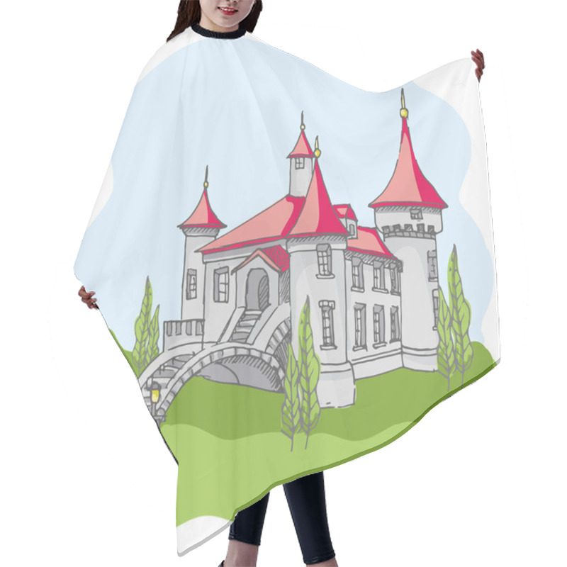 Personality  Cartoon Fairy Tale Castle Icon Hair Cutting Cape