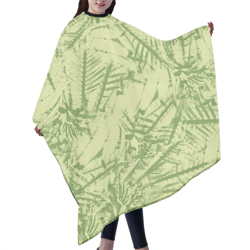 Personality  Bright Line Green Tropical Leaves Seamless Pattern Hair Cutting Cape