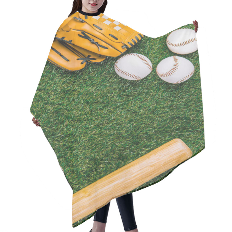 Personality  Flat Lay With Baseball Equipment Arranged On Green Grass Hair Cutting Cape