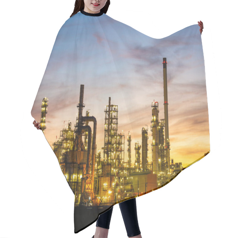 Personality  Oil Refinery And  Plant And Tower Column Of Petrochemistry Industry In Oil And Gas Industrial With Cloud Blue Sky The Morning Background Hair Cutting Cape