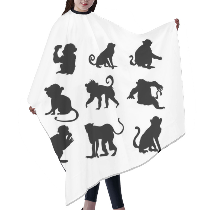 Personality  Monkey Silhouette 9 Pcs Vector  Hair Cutting Cape