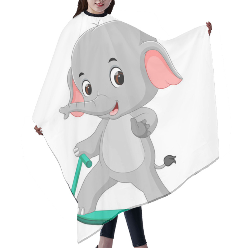 Personality  Cute Elephant Riding Push Scooter Hair Cutting Cape