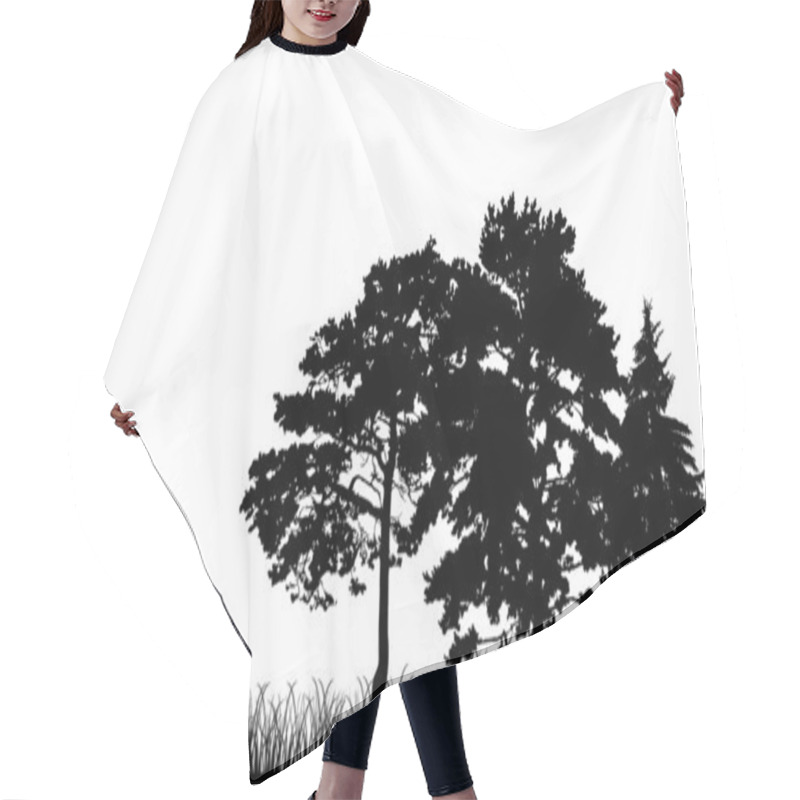 Personality  Trees And Deer Silhouettes Hair Cutting Cape