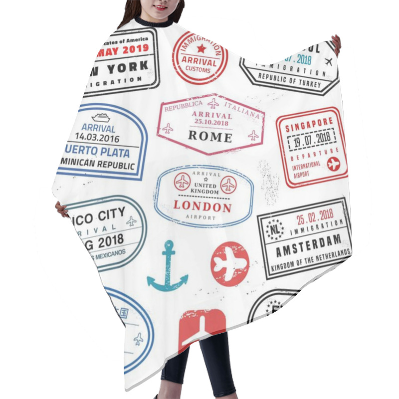 Personality  Passport Stamp Set Hair Cutting Cape