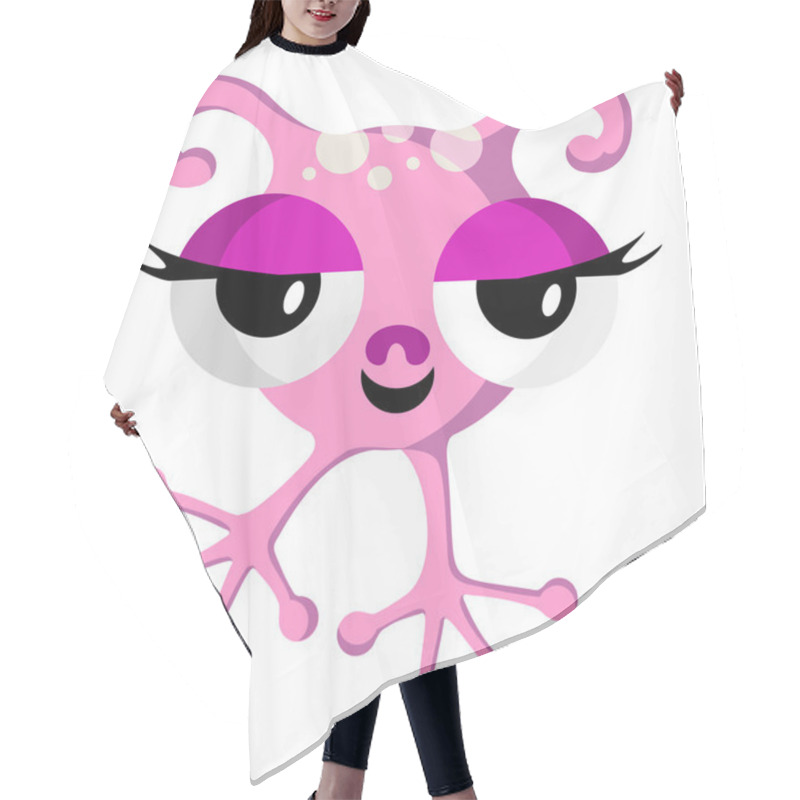 Personality  Pink Space Monster On White Hair Cutting Cape