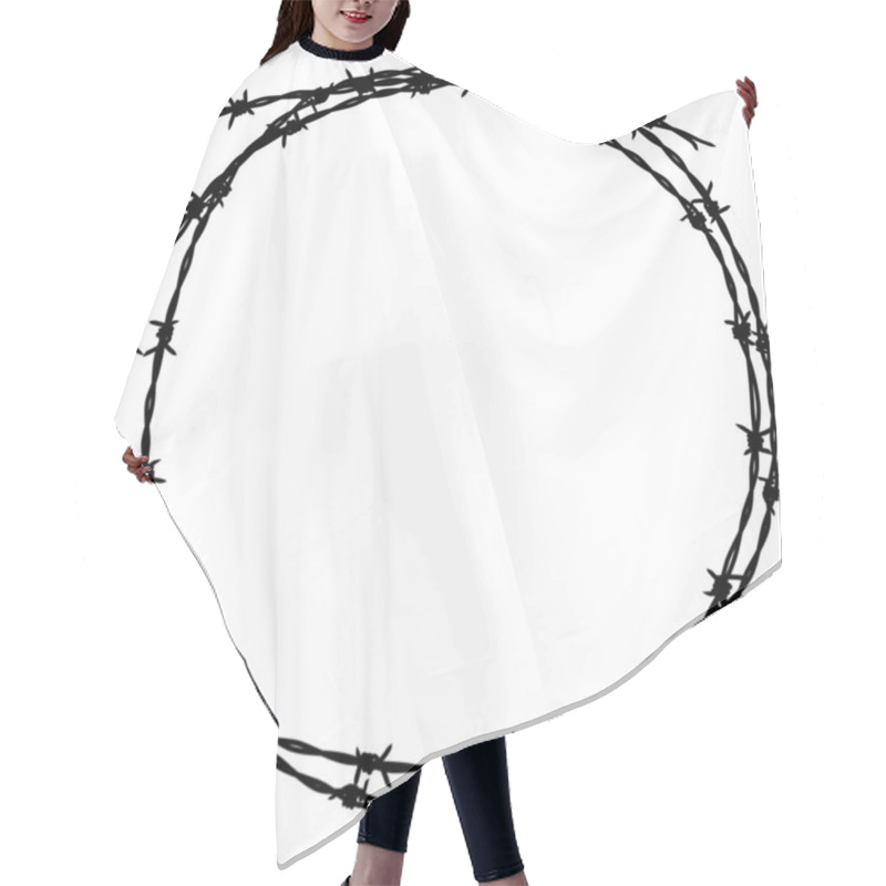 Personality  Silhouette Of Circle Barbed Wire  Hair Cutting Cape