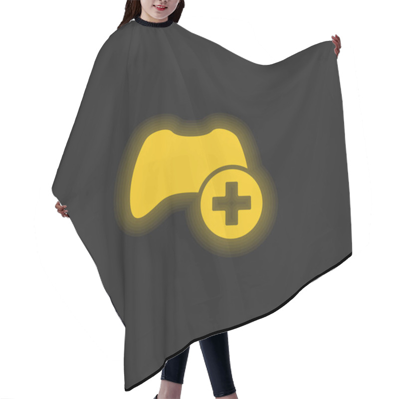 Personality  Add Control Interface Symbol Yellow Glowing Neon Icon Hair Cutting Cape