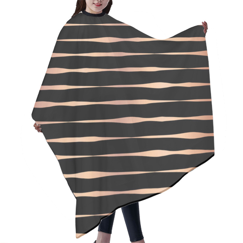 Personality  Rose Gold Foil Hand Drawn Horizontal Lines Pattern Hair Cutting Cape