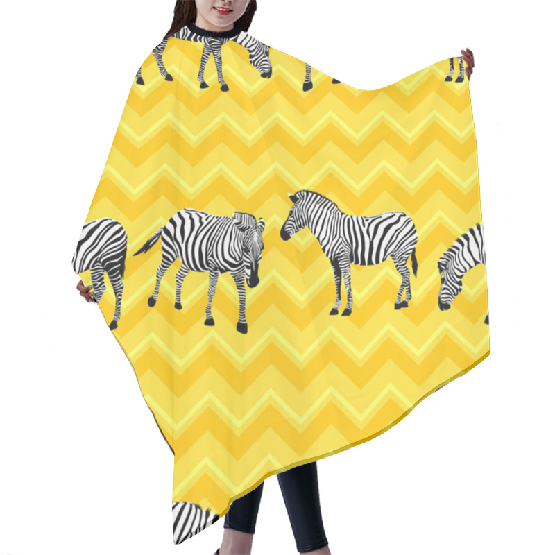 Personality  Zebra Seamless Pattern On Yellow Background. Hair Cutting Cape