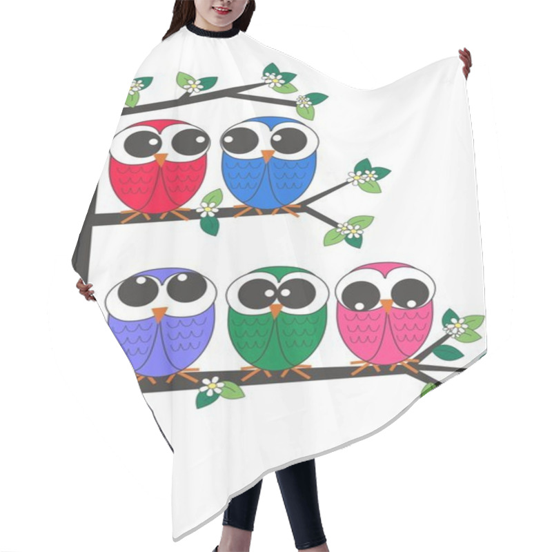 Personality  A Group Of Owls Sitting In A Tree Hair Cutting Cape