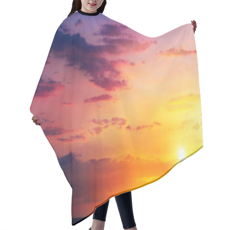 Personality   Crescent Moon With Beautiful Sunset Background . Generous Ramadan  . Moon Sun And Stars .  Light In Dark Sky . Beautiful Landscape Image Of Rural Areas . New Moon .  Hair Cutting Cape