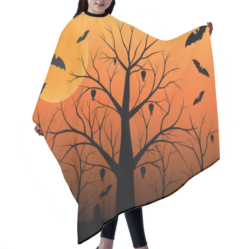 Personality  Halloween Background With Bats And Dead Trees. Vector Illustration Hair Cutting Cape