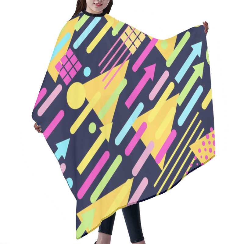 Personality  Memphis Seamless Pattern. Geometric Elements Memphis In The Style Of 80s. Points And Dotted Lines. Vector Illustration Hair Cutting Cape