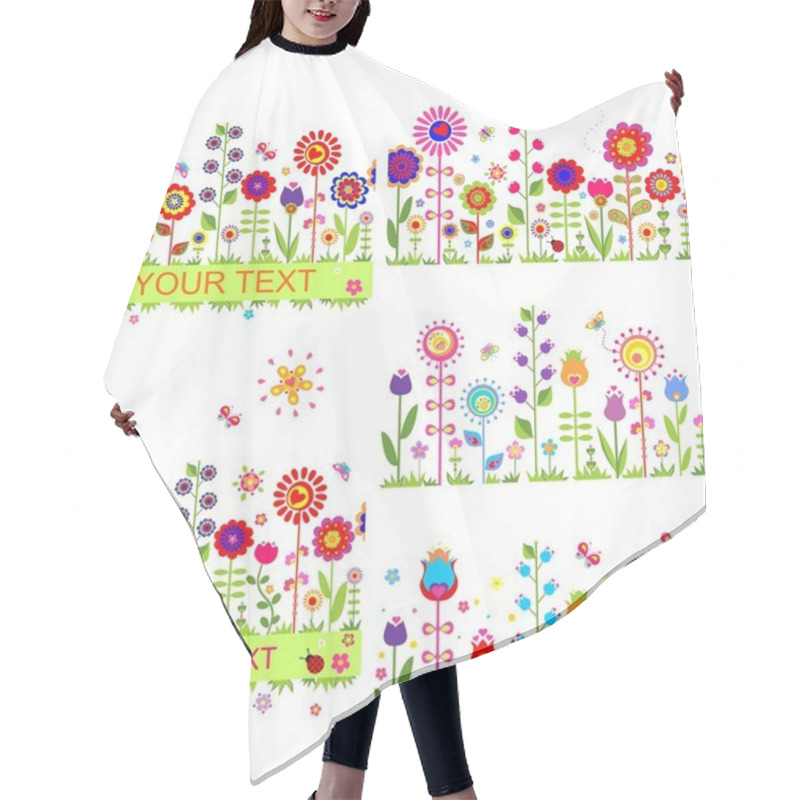 Personality  Funny Floral Borders With Abstract Flowers Hair Cutting Cape