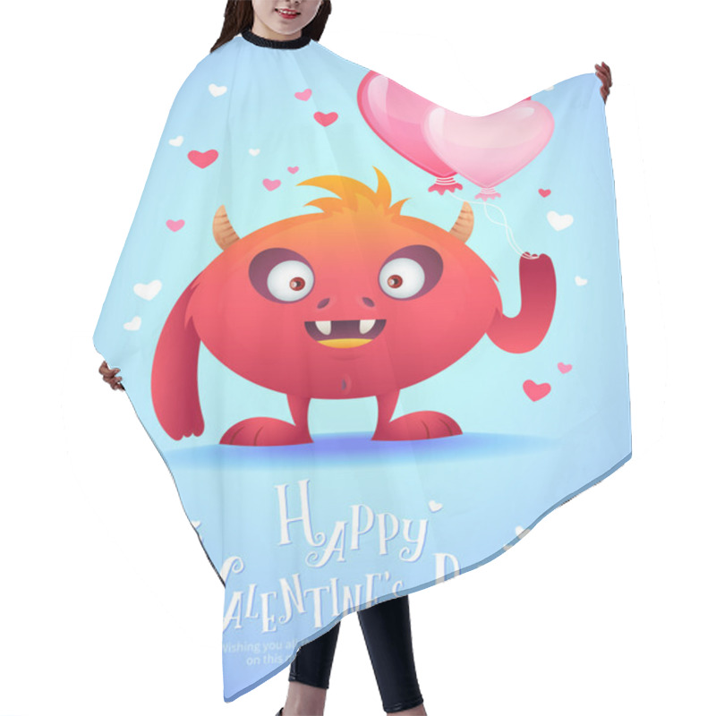 Personality  Cartoon Monster With A Heart Valentine Card Hair Cutting Cape