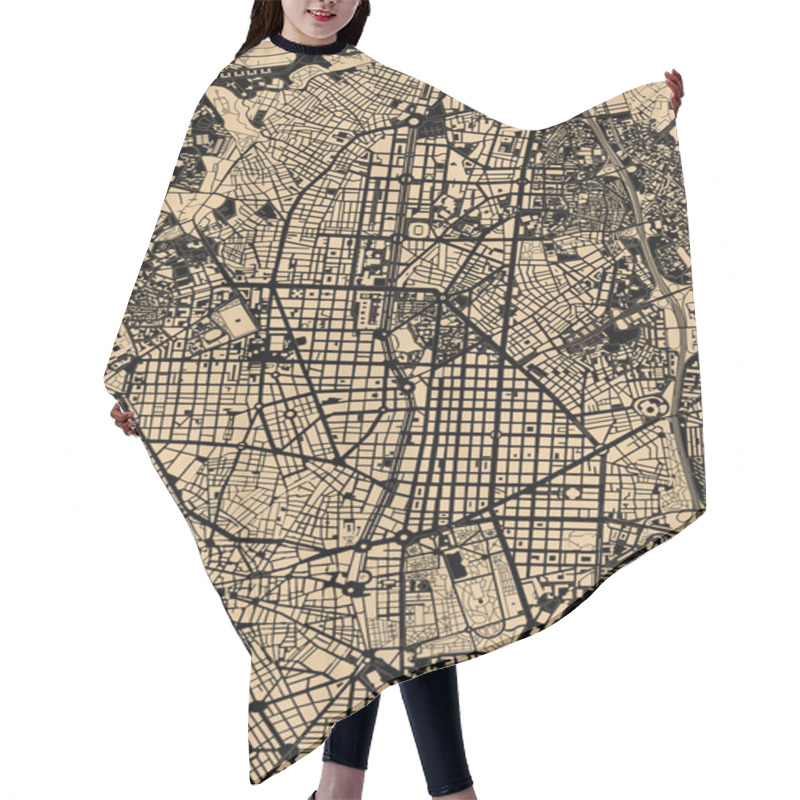 Personality  Madrid Black And White Map Hair Cutting Cape