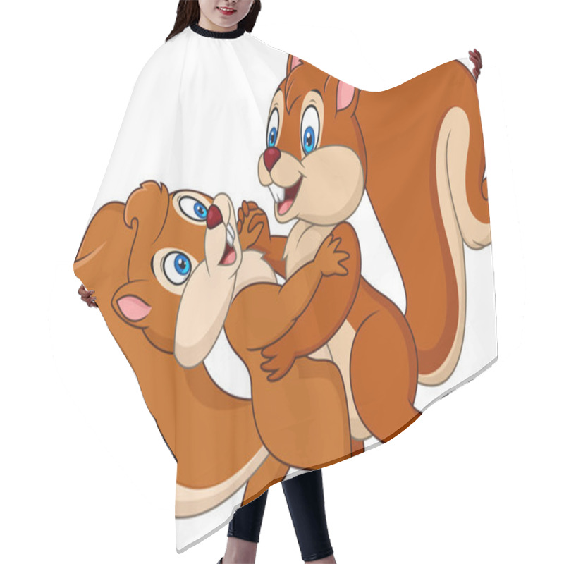 Personality  Cute Couple Squirrel Dancing Hair Cutting Cape