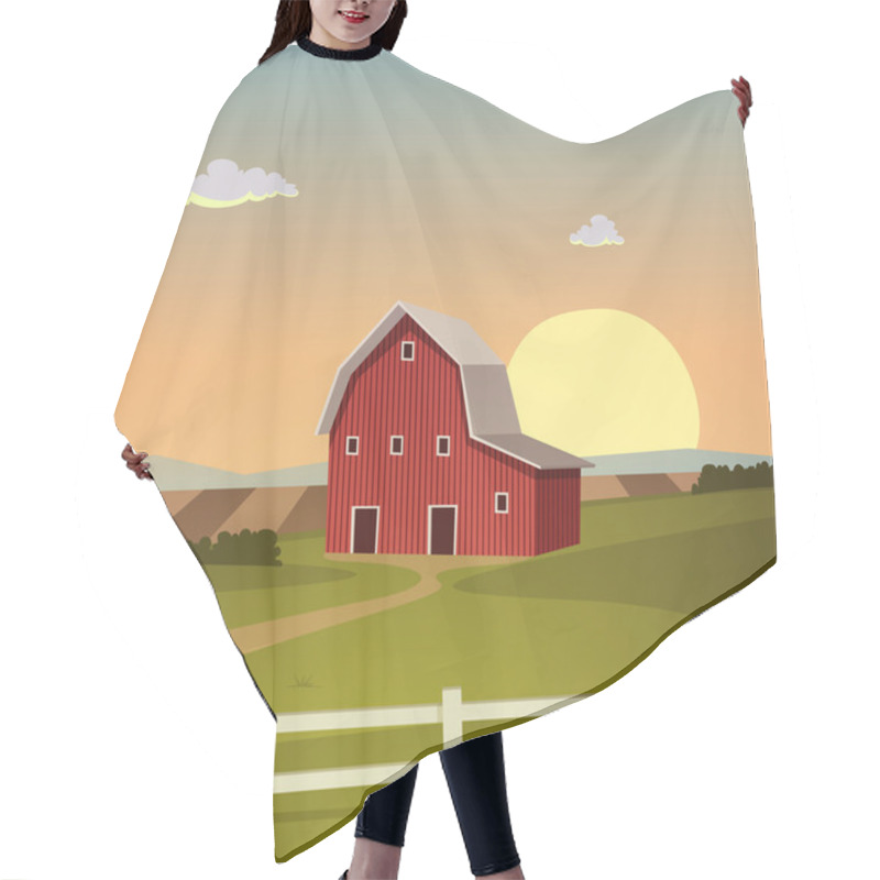 Personality  Red Farm Barn Hair Cutting Cape