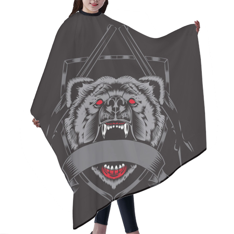 Personality  Illustration Of Fury Bear Head. Hair Cutting Cape