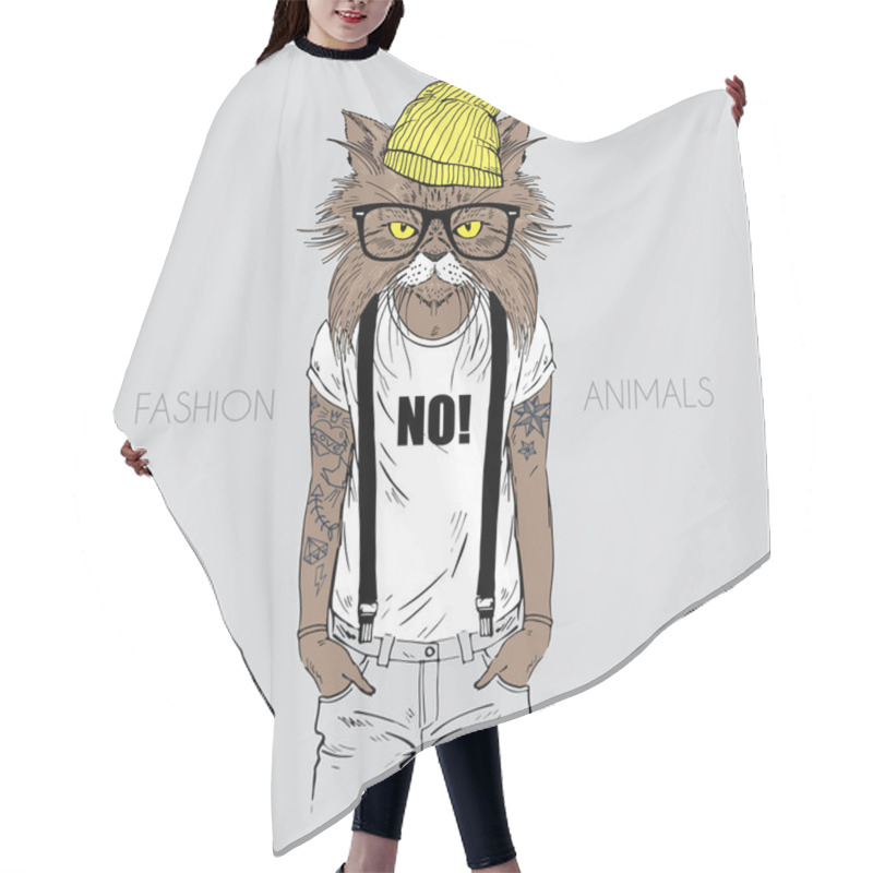 Personality  Cat With Tattoo Hair Cutting Cape