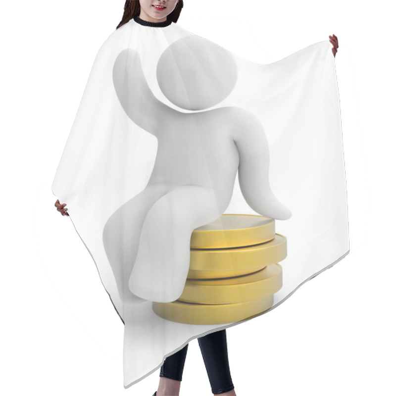 Personality  3d Abstract - Human Character And Coins. Hair Cutting Cape